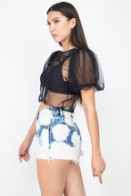 Load image into Gallery viewer, Round Neck Sheer Mesh Crop Top