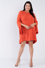 Load image into Gallery viewer, Plus Size Retro Chic Full Slit Sleeve Mini Dress
