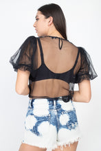 Load image into Gallery viewer, Round Neck Sheer Mesh Crop Top
