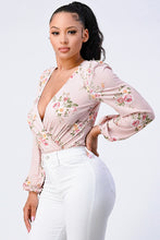 Load image into Gallery viewer, Floral Wrapped V-neck Long Sleeves Bodysuit
