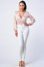 Load image into Gallery viewer, Floral Wrapped V-neck Long Sleeves Bodysuit
